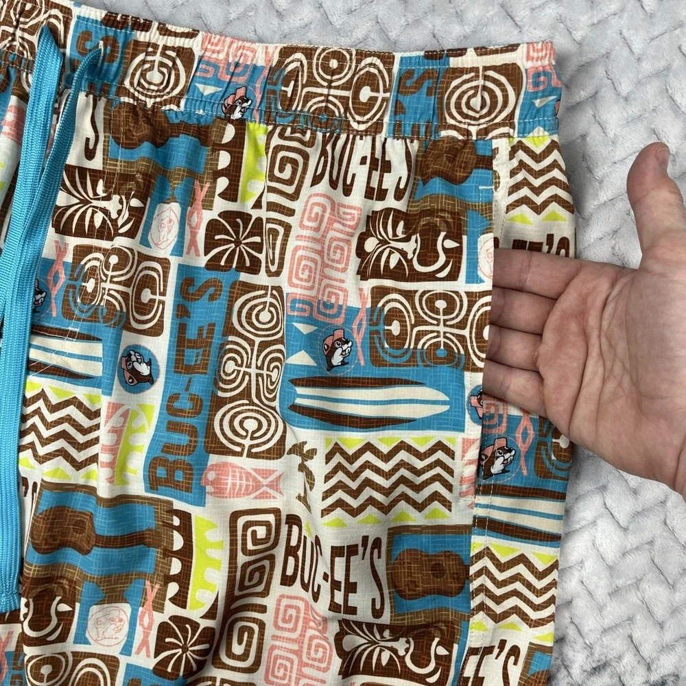 Buc-ee's Mens Swim Trunks Beach Shorts 2XL Hawaiian Surfer Beaver Pattern Bucees